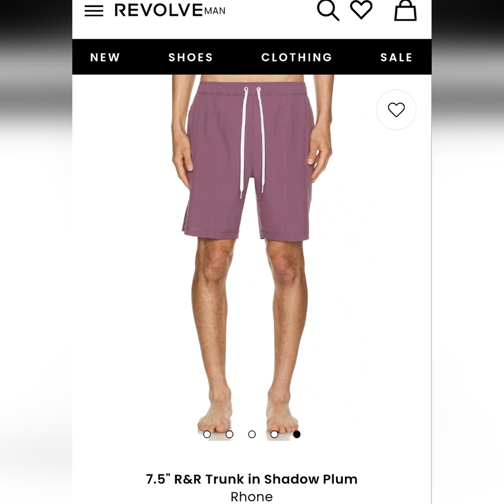 NWT $88 RHONE 7.5" R&R Trunk Shorts in Shadow Plum Size Large